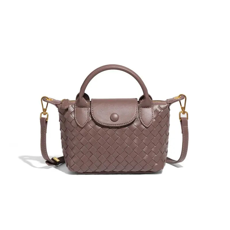 Fashionable woven PU handbag designed for women daily wearRusty Rose