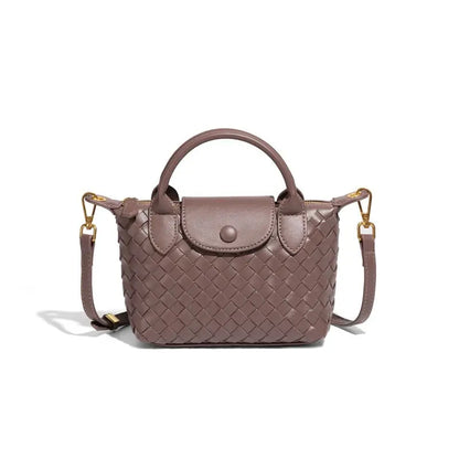 Fashionable woven PU handbag designed for women daily wearRusty Rose