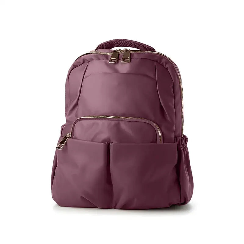 Nylon Laptop Backpack for Women – 14” Padded Compartment, Multi-Pocket Red