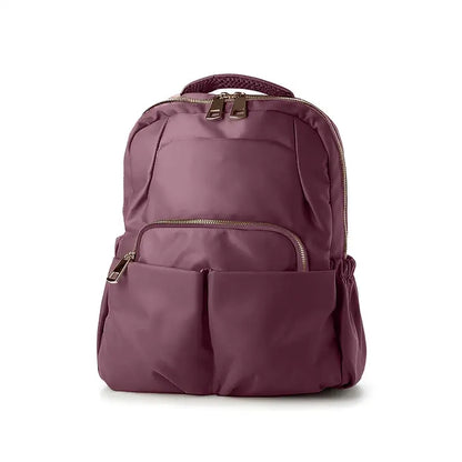 Nylon Laptop Backpack for Women – 14” Padded Compartment, Multi-Pocket Red