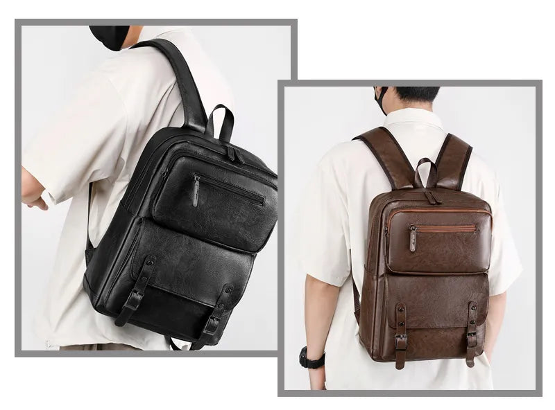 Range Bags Vintage Backpack PU Leather Close-up - Soft Texture and Premium Finish