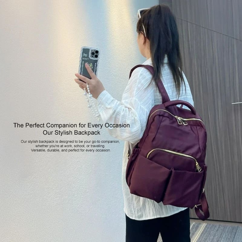 Nylon Laptop Backpack for Women – 14” Padded Compartment, Multi-Pocket