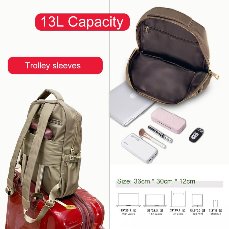 Nylon Laptop Backpack for Women – 14” Padded Compartment, Multi-Pocket