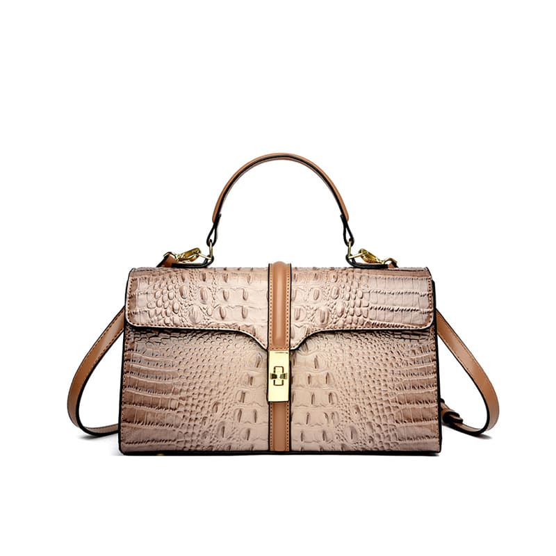 Croc texture PU sling handbag luxury style for women-khaki