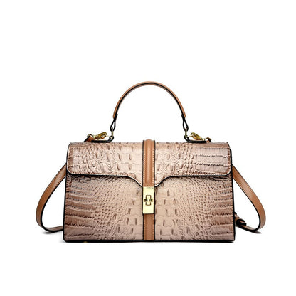 Croc texture PU sling handbag luxury style for women-khaki