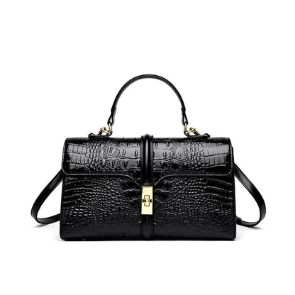Croc texture PU sling handbag luxury style for women-black