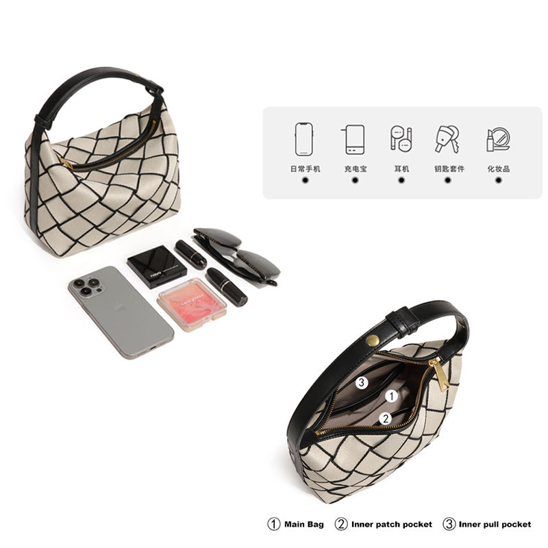 Interior compartment layout of nylon shoulder bag with polyester lining, optimized for functional OEM design