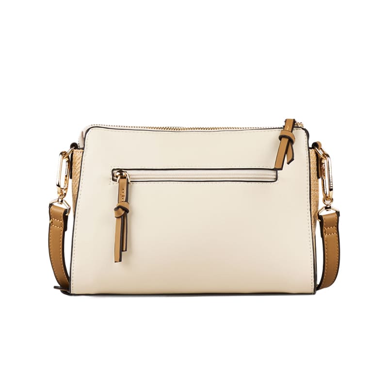 Elegant beige shoulder bag with adjustable strap and reinforced stitching, crafted for international custom order production.