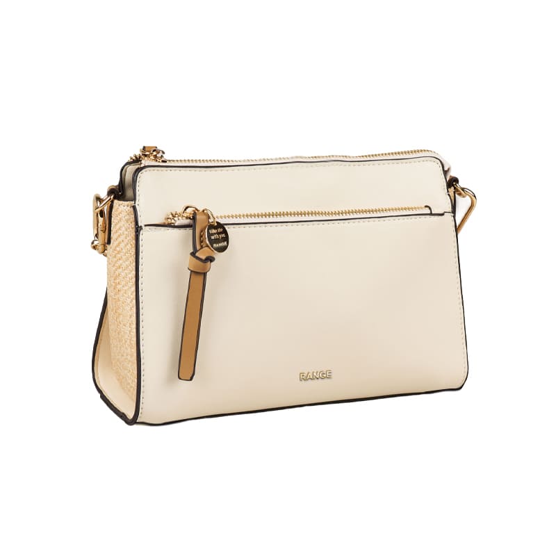 Stylish women's shoulder bag with front and back zipper pockets, perfect for brands seeking customized bag manufacturing solutions.