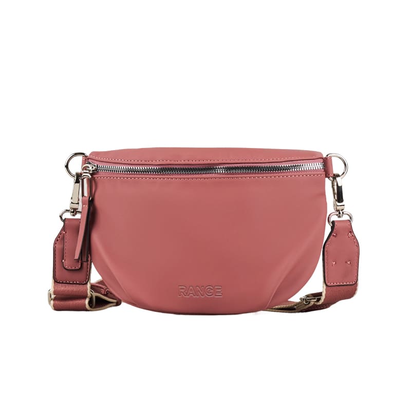 Durable pink nylon shoulder bag with reinforced stitching, available for custom OEM and ODM orders.