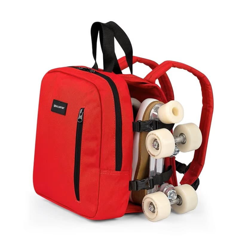 Durable waterproof oxford red backpack designed for roller skate storage, available for OEM and ODM customization