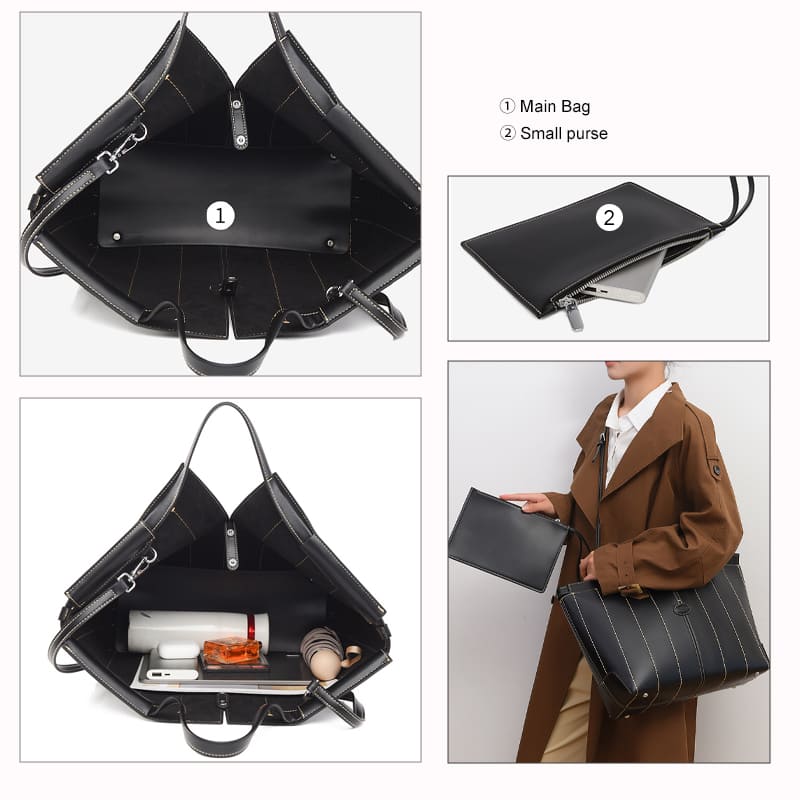 Work tote bag interior with matching zip pouch