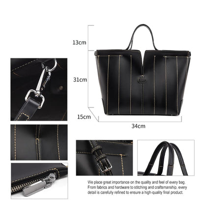 High quality PU work tote bag stitching and zipper detail