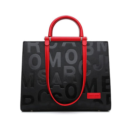 Embossed PU luxury handbag elegant daily style for women-red