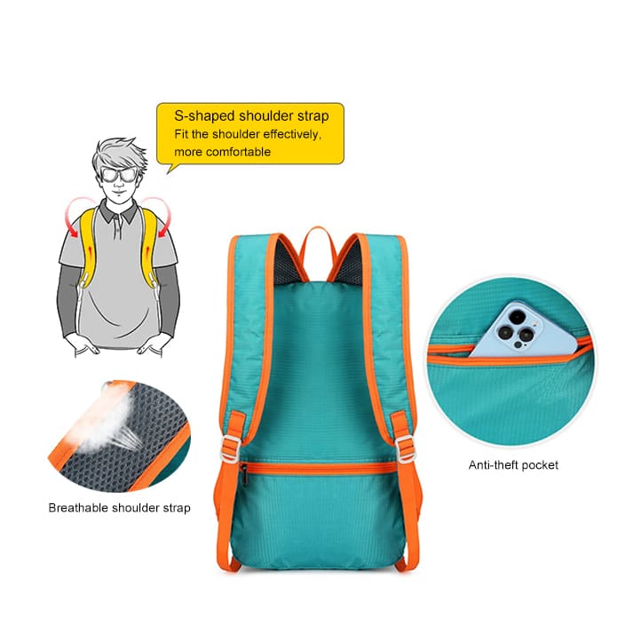 Men's and women's outdoor cycling leisure travel backpack wear-resistant folding waterproof nylon backpack - China Guangzhou professional luggage manufacturer - Support brand customization, OEM and ODM.