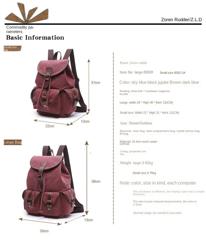 Korean Trendy Canvas Backpack - Student Travel Bag