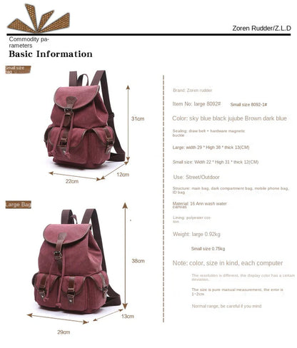 Korean Trendy Canvas Backpack - Student Travel Bag