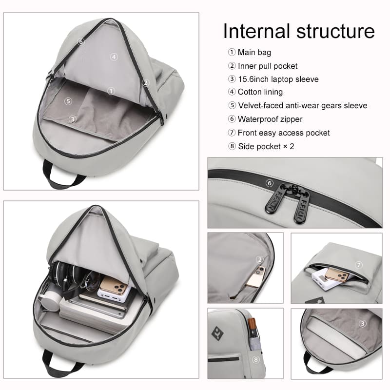 Backpack with 15.6 inch laptop sleeve and 16 L interior