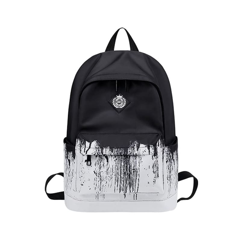 A black Lightweight nylon backpack College men's and women's shoulder bag