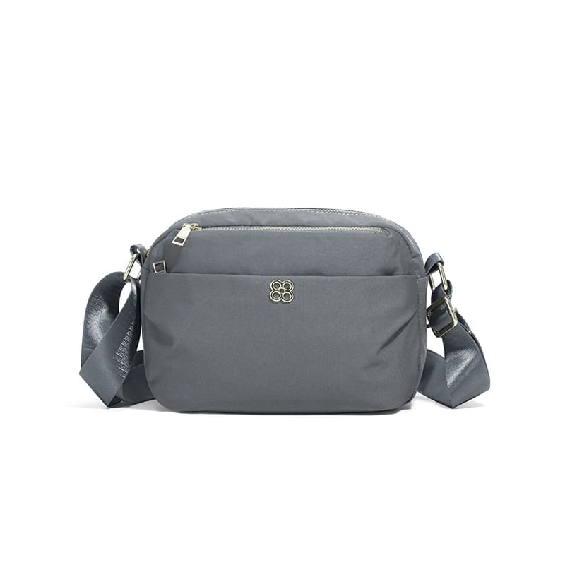 Nylon sling bag with multi pockets for daily use-grey