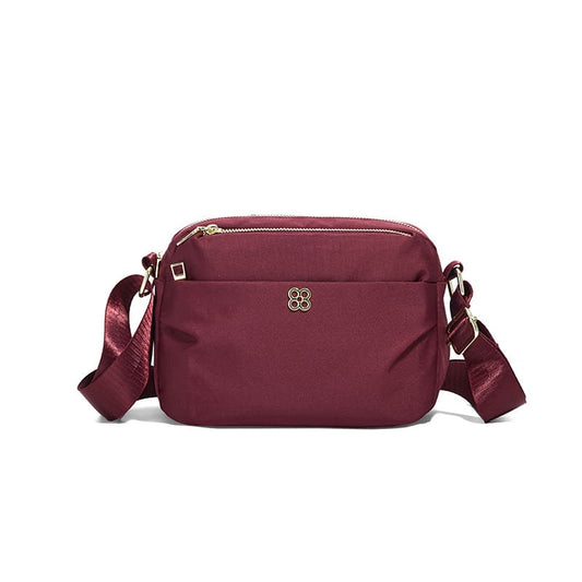Nylon sling bag with multi pockets for daily use-wine red