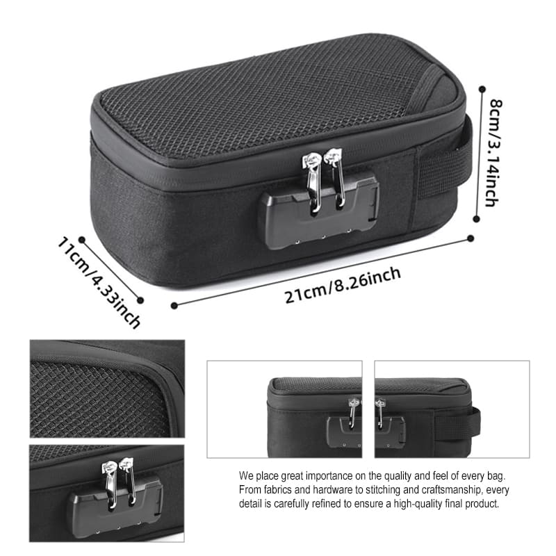 Smell Proof Carbon Stash Bag multi angle display with carbon structure