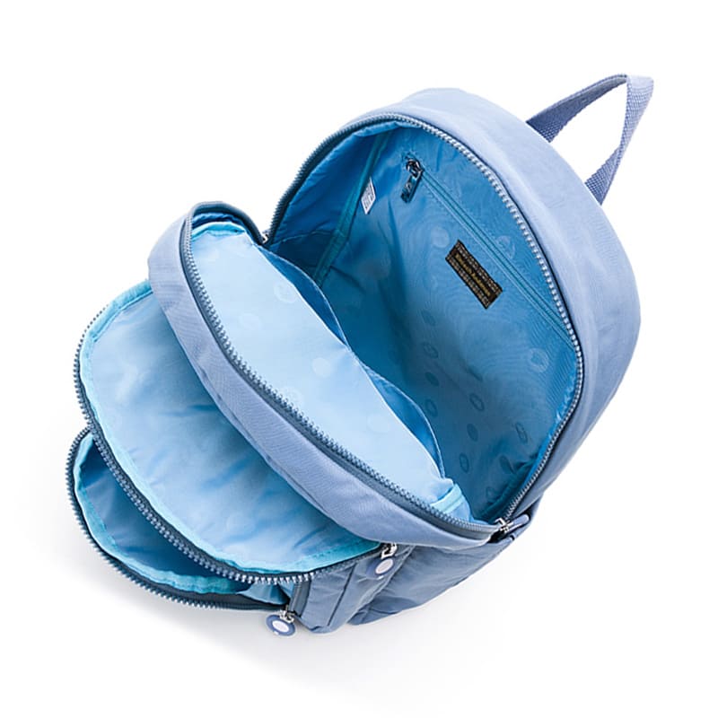 Custom nylon backpack with multi-storage compartments and padded laptop sleeve, ideal for international private label partnerships.