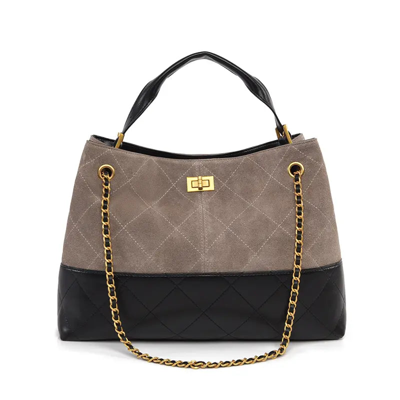 Vintage Suede Large Capacity Shoulder Handbag in matte finish front view - C Style.