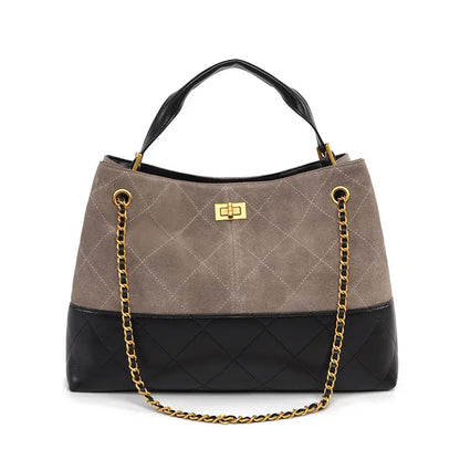 Vintage Suede Large Capacity Shoulder Handbag in matte finish front view - C Style.