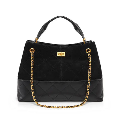 Vintage Suede Large Capacity Shoulder Handbag in matte finish front view - E Style.