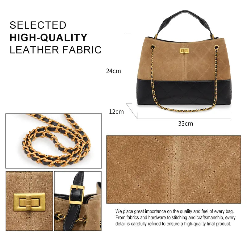 Close up of matte suede texture and high quality stitching details