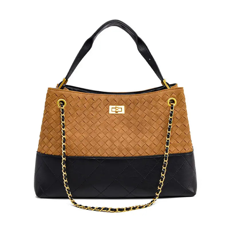 Vintage Suede Large Capacity Shoulder Handbag in matte finish front view - I Style.