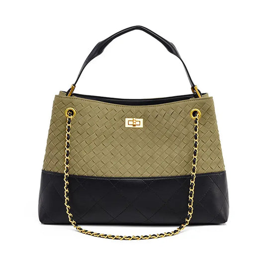 Vintage Suede Large Capacity Shoulder Handbag in matte finish front view - H Style.