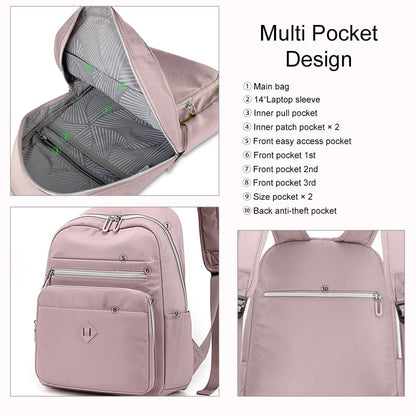 Women backpack with 14 inch laptop sleeve and 20 L capacity