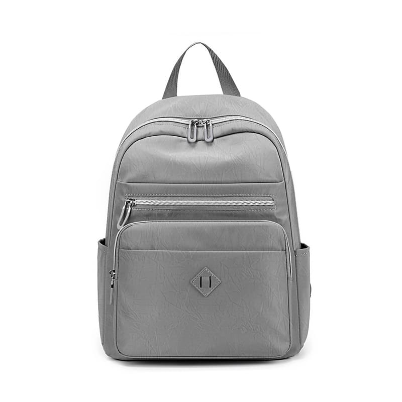 Women soft nylon multi pocket backpack for daily use-grey