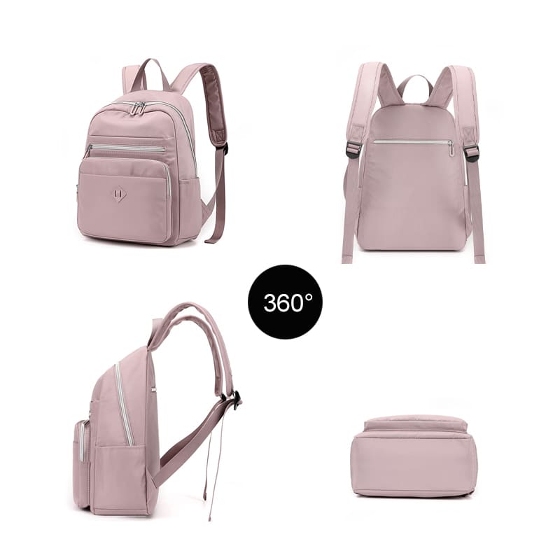 Women nylon multi pocket backpack casual style view