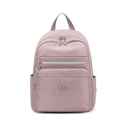 Women soft nylon multi pocket backpack for daily use-pink