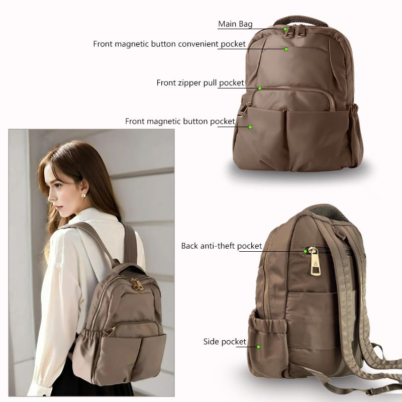 Nylon Laptop Backpack for Women – 14” Padded Compartment, Multiple pocket design