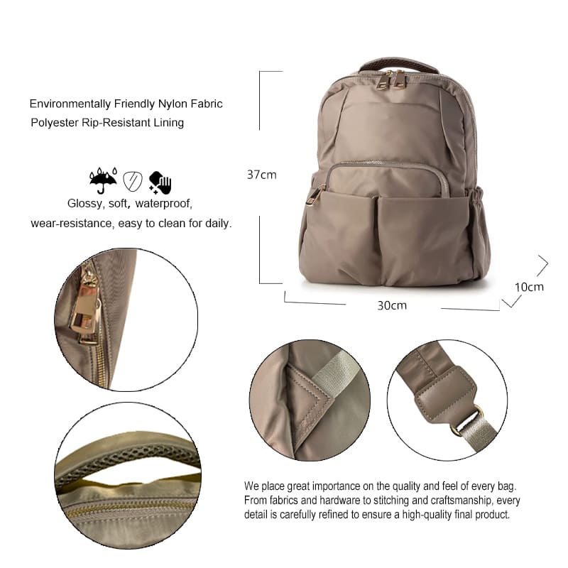 Nylon Laptop Backpack for Women – 14” Padded Compartment, Details