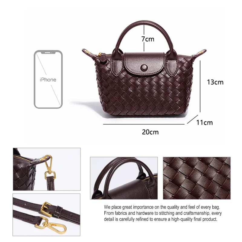 Handbags with woven PU texture and refined details