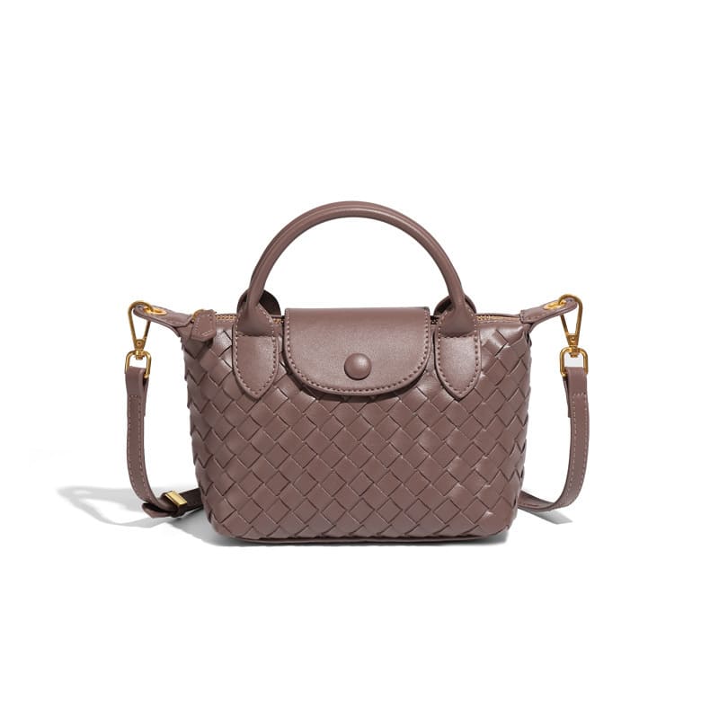 Fashionable woven PU handbag designed for women daily wearRusty Rose