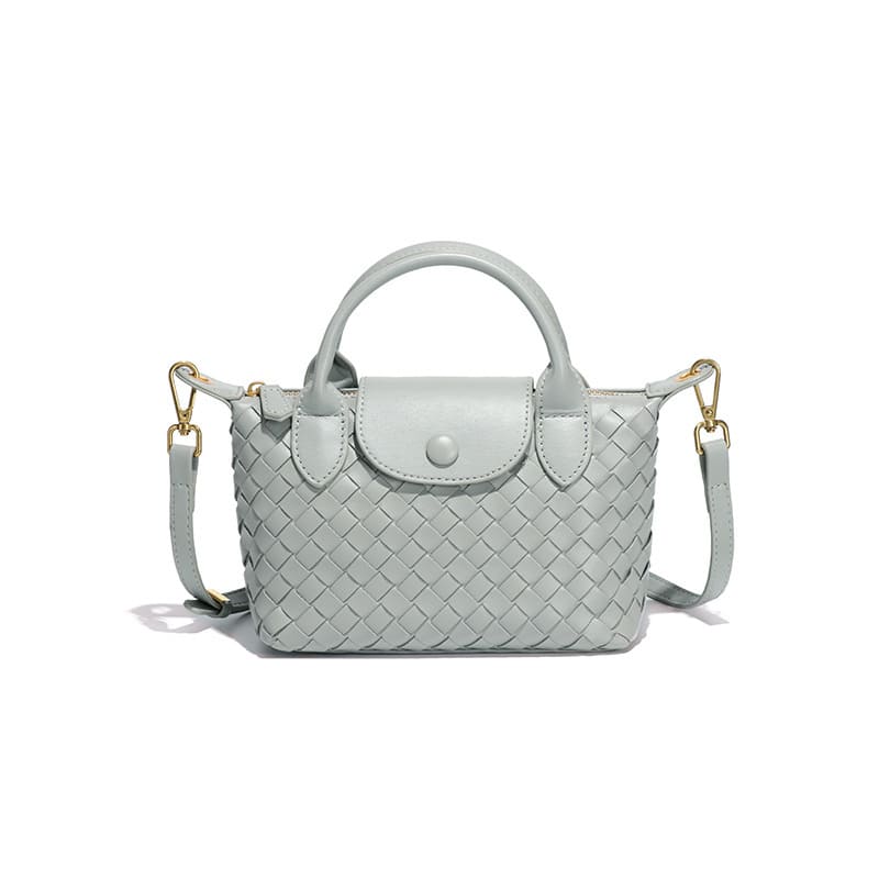 Fashionable woven PU handbag designed for women daily wear-agate gray