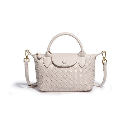 Fashionable woven PU handbag designed for women daily wear-beige