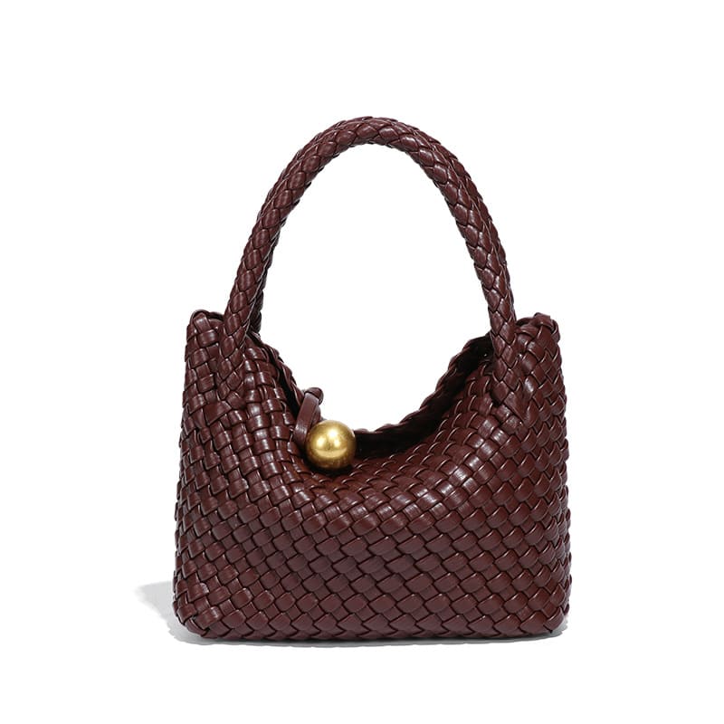 Woven PU daily handbag with simple design for women-red
