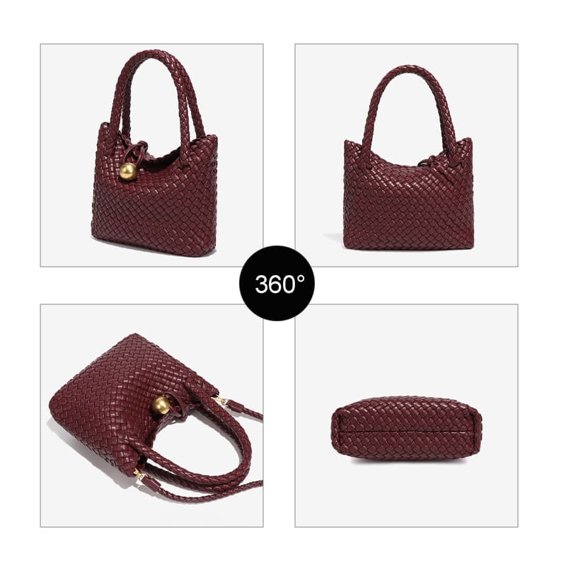Woven PU cross body bag with compact shape for daily use