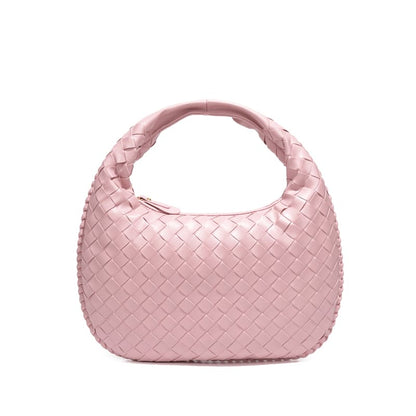 Woven PU Tote Handbag woven design daily PU material-pink