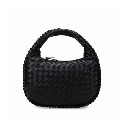 Woven PU Tote Handbag woven design daily PU material-black
