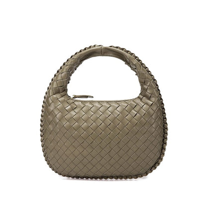 Woven PU Tote Handbag woven design daily PU material-Moss Khaki