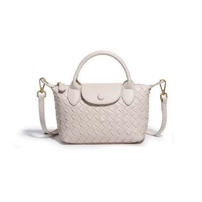 Fashionable woven PU handbag designed for women daily wear-beige