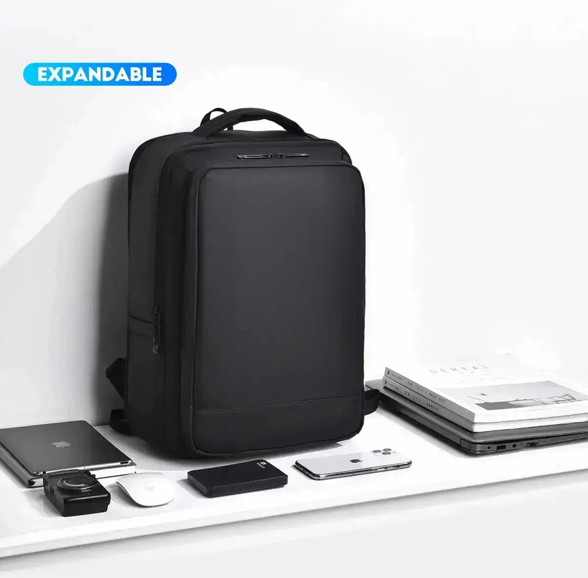 Range Bags Business Backpack Side Profile - 13cm Depth Expandable Design for Extra Storage